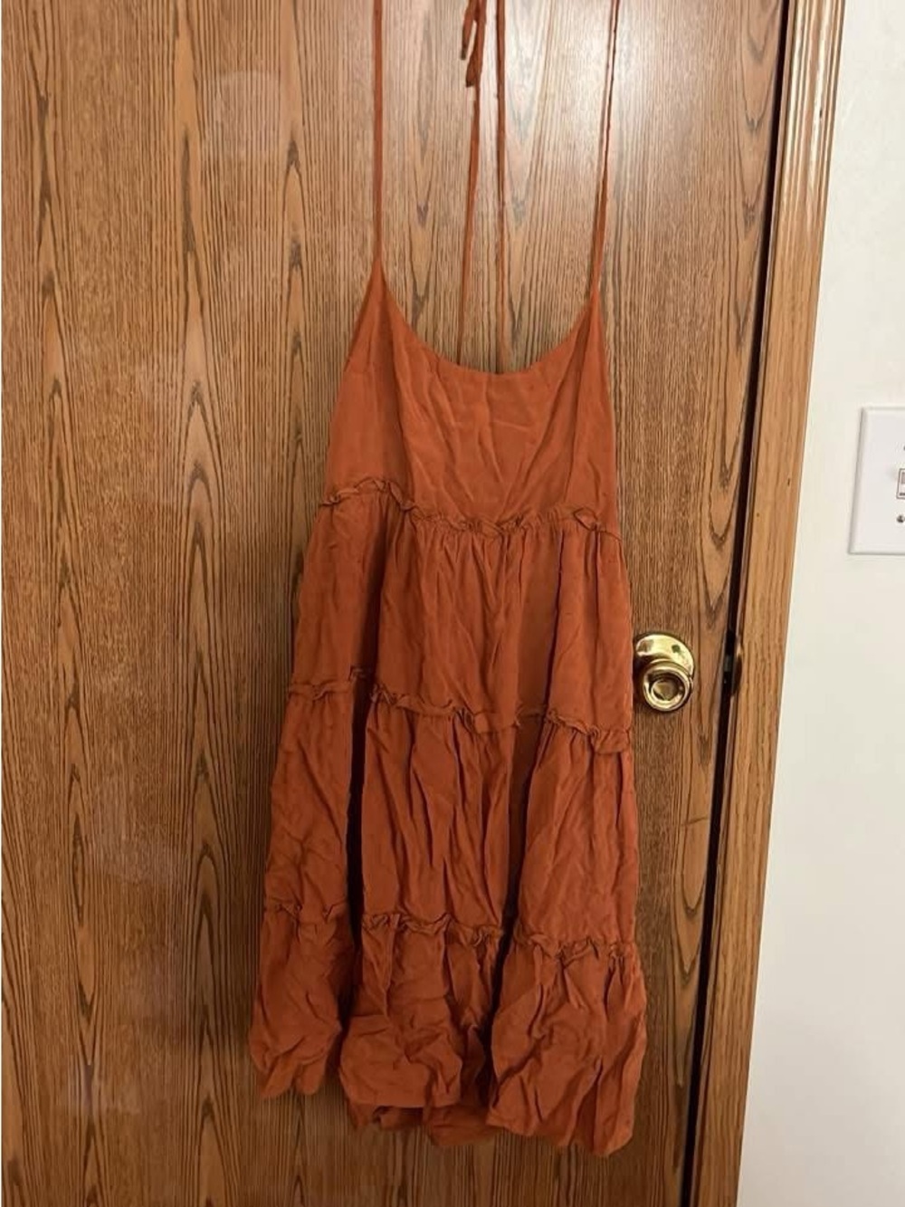 SHEIN Rust Tiered Spaghetti-Strap Maxi Dress